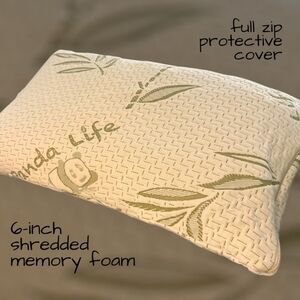 Bamboo #262 Pillow 6" Shredded Memory Foam Full Zip Cover Costco